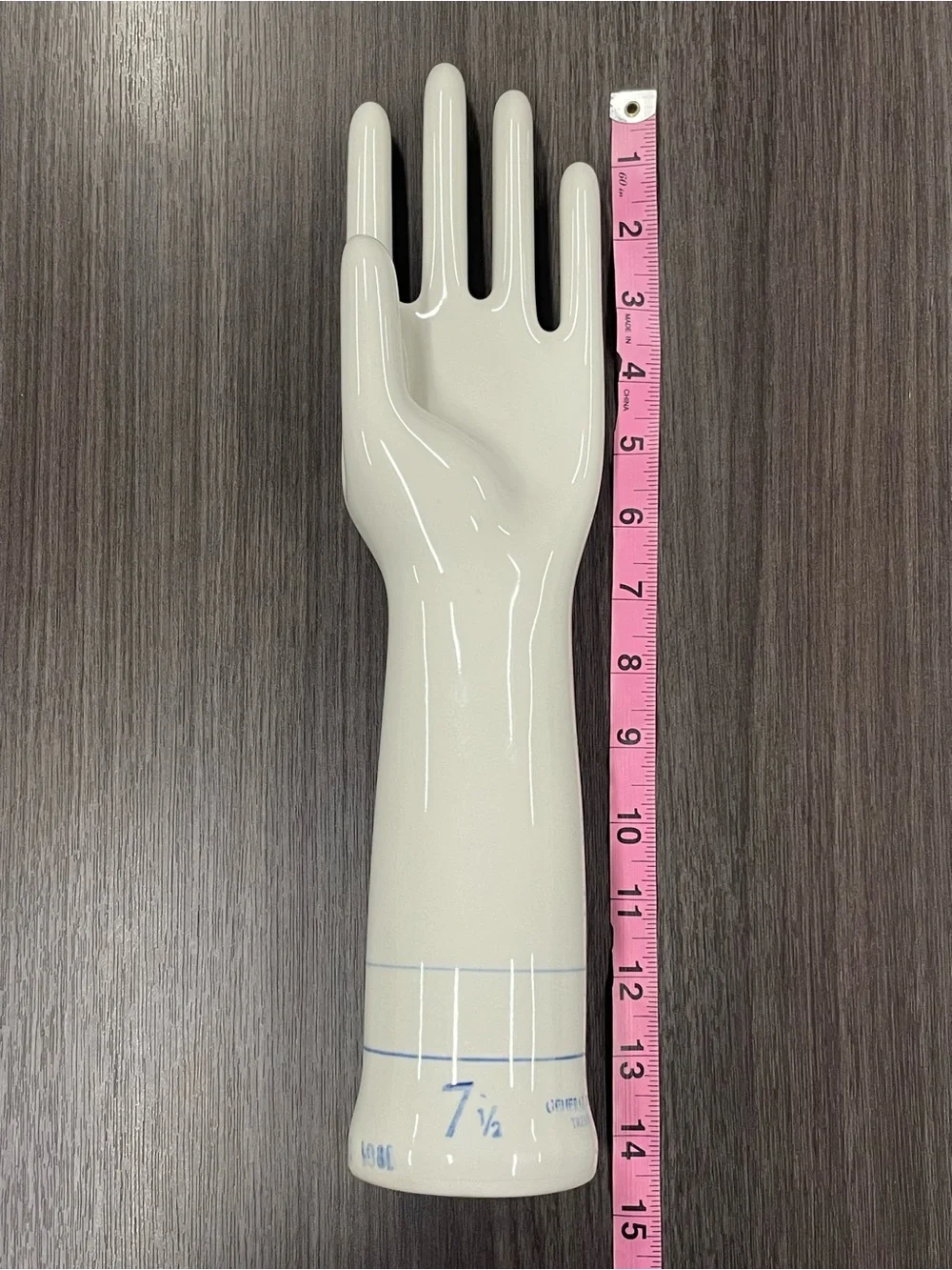 Vintage industrial porcelain hand glove mold size 7 1/2 by General porcelain